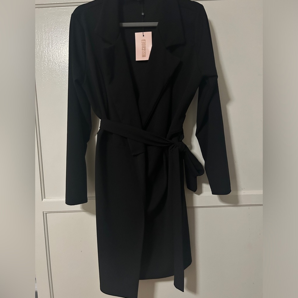 NWT. Size 14. Black belted blazer dress
